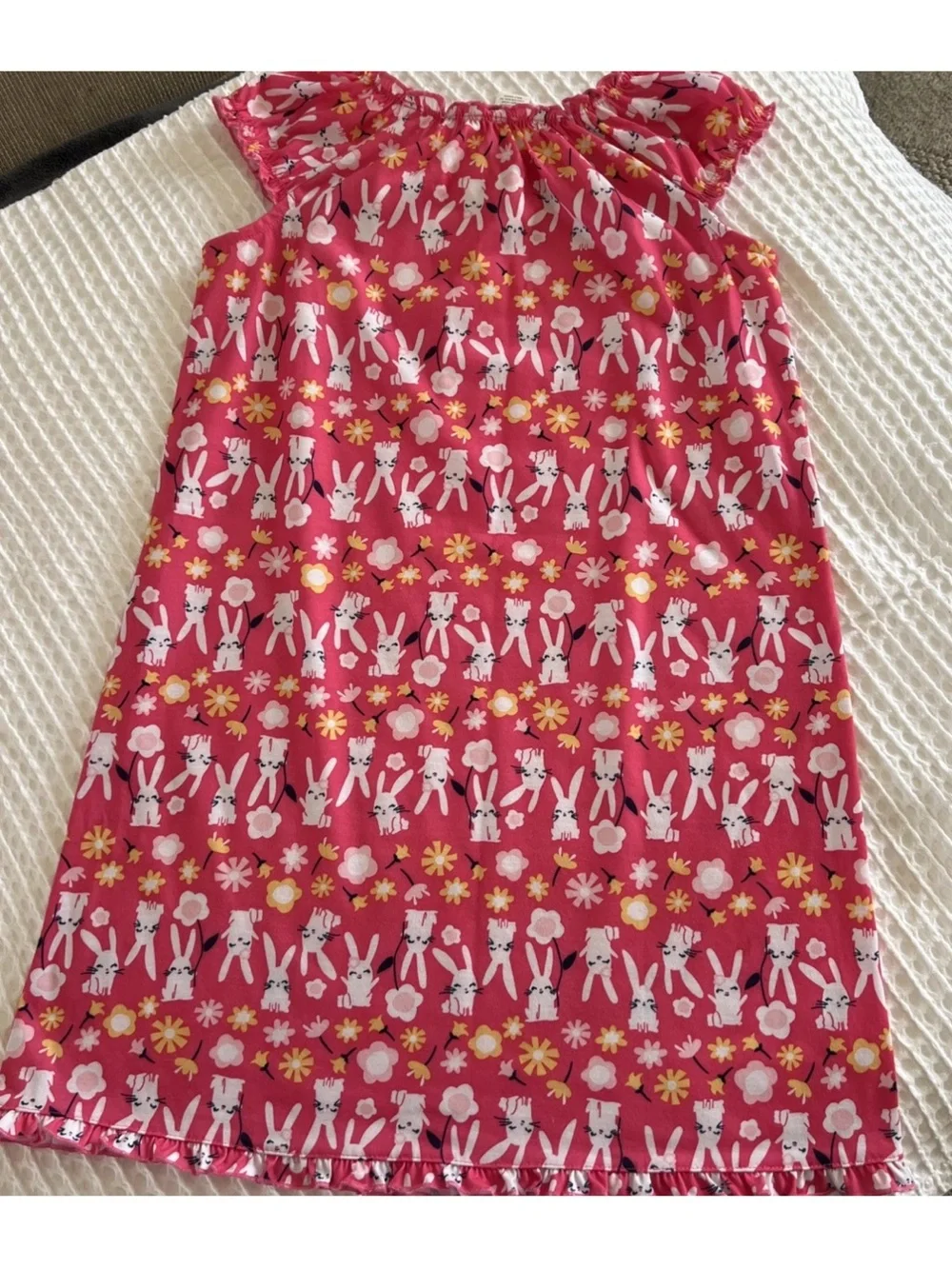 Gymboree pink Bunny & Floral Ruffle Neck Nightdress L(10-12)